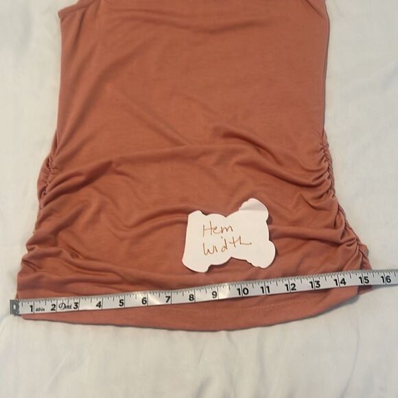 American Rag size small Embellished peach tank top with sheer beaded trim EUC - Picture 10 of 10